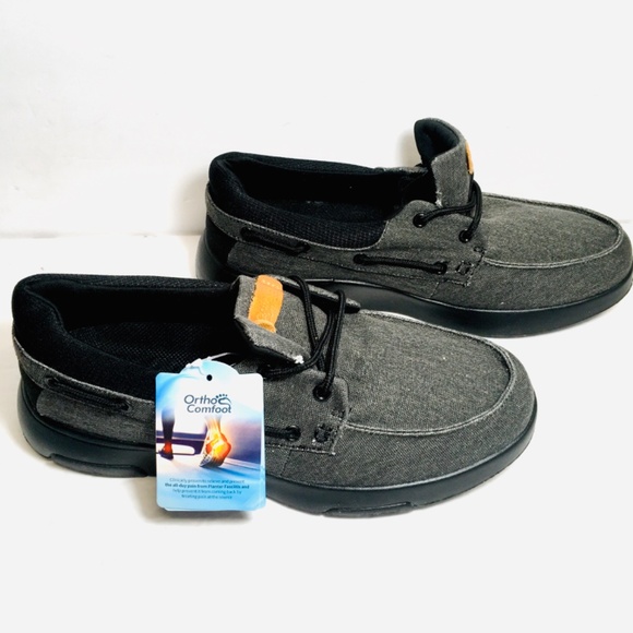 Ortho Comfort Men’s Casual Dark Gray Canvas Lace Up Loafer With Arch Support 10M - Picture 8 of 9